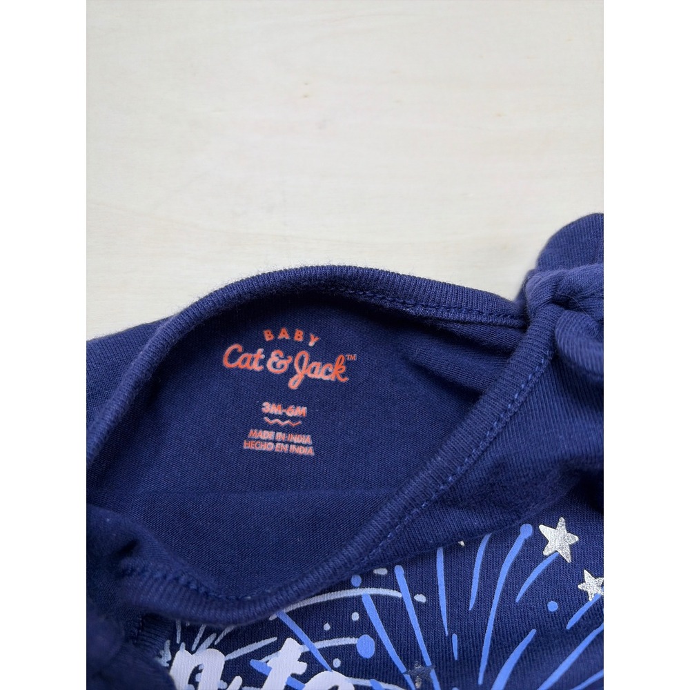 Cat & Jack Baby Navy Born to Sparkle Firework Romper Bodysuit 3M-6M 4th of July - Picture 4 of 4